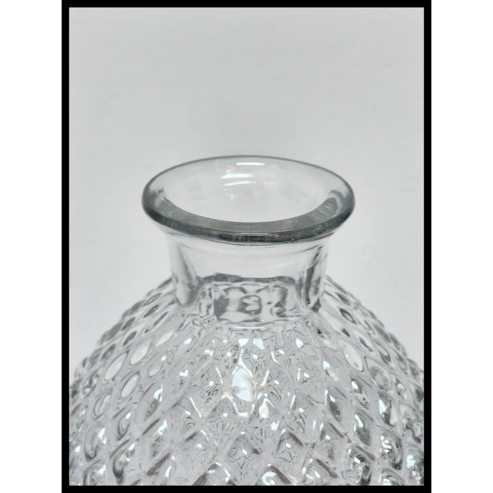 RARE Pier 1 Faceted Glass Pineapple Decanter Gilt Bronze Metal Fronds Stopper